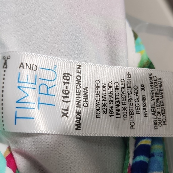 Time and Tru Bikini Bottoms Womens XL 16-18 New Swimsuit High Waist Floral - Picture 3 of 4